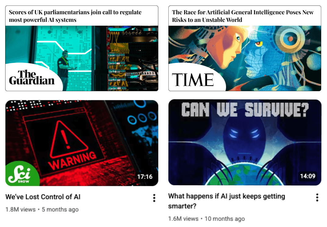 collection of thumbnails from controlAI's media appearnces