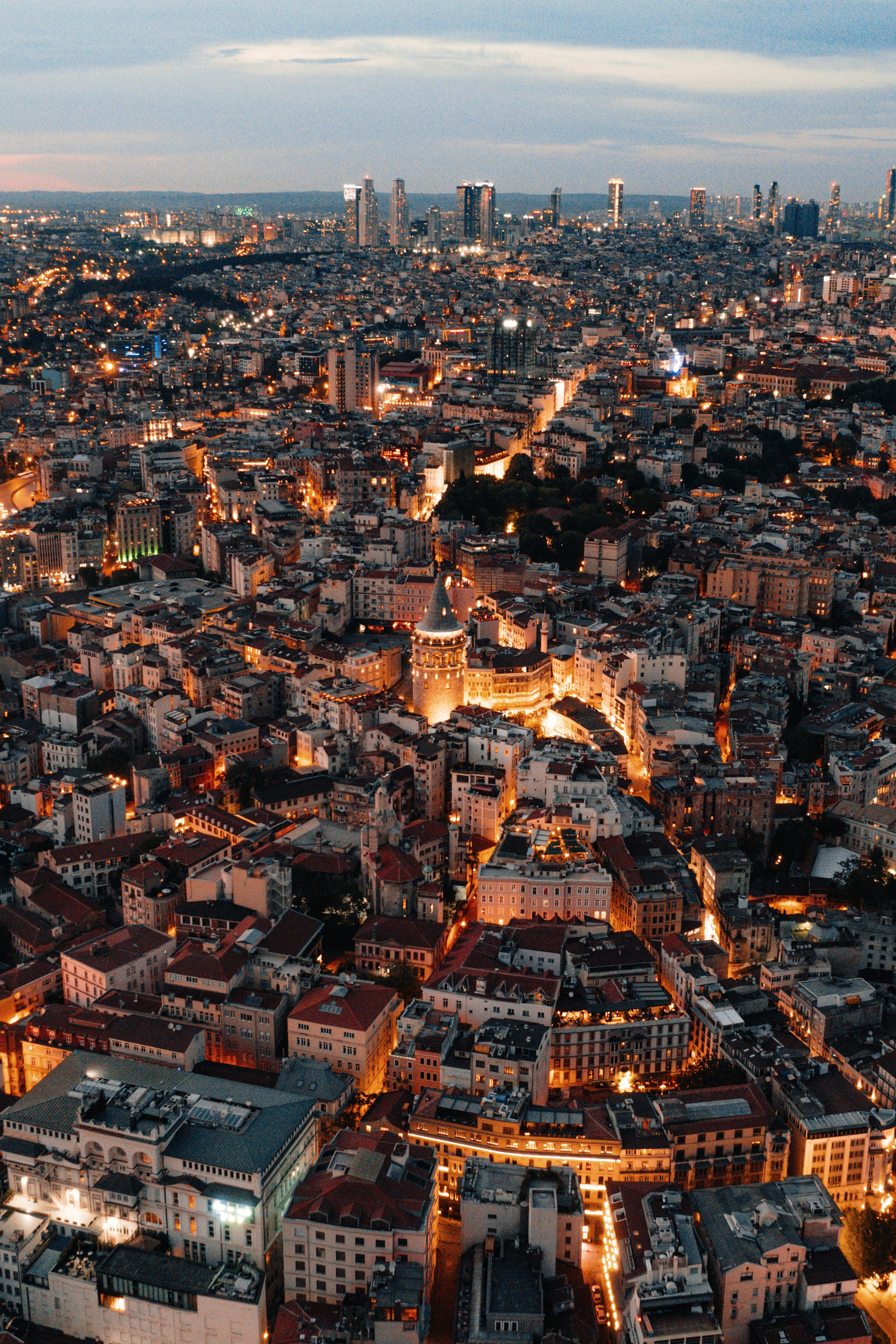 Aerial view of dense Istanbul rooftops