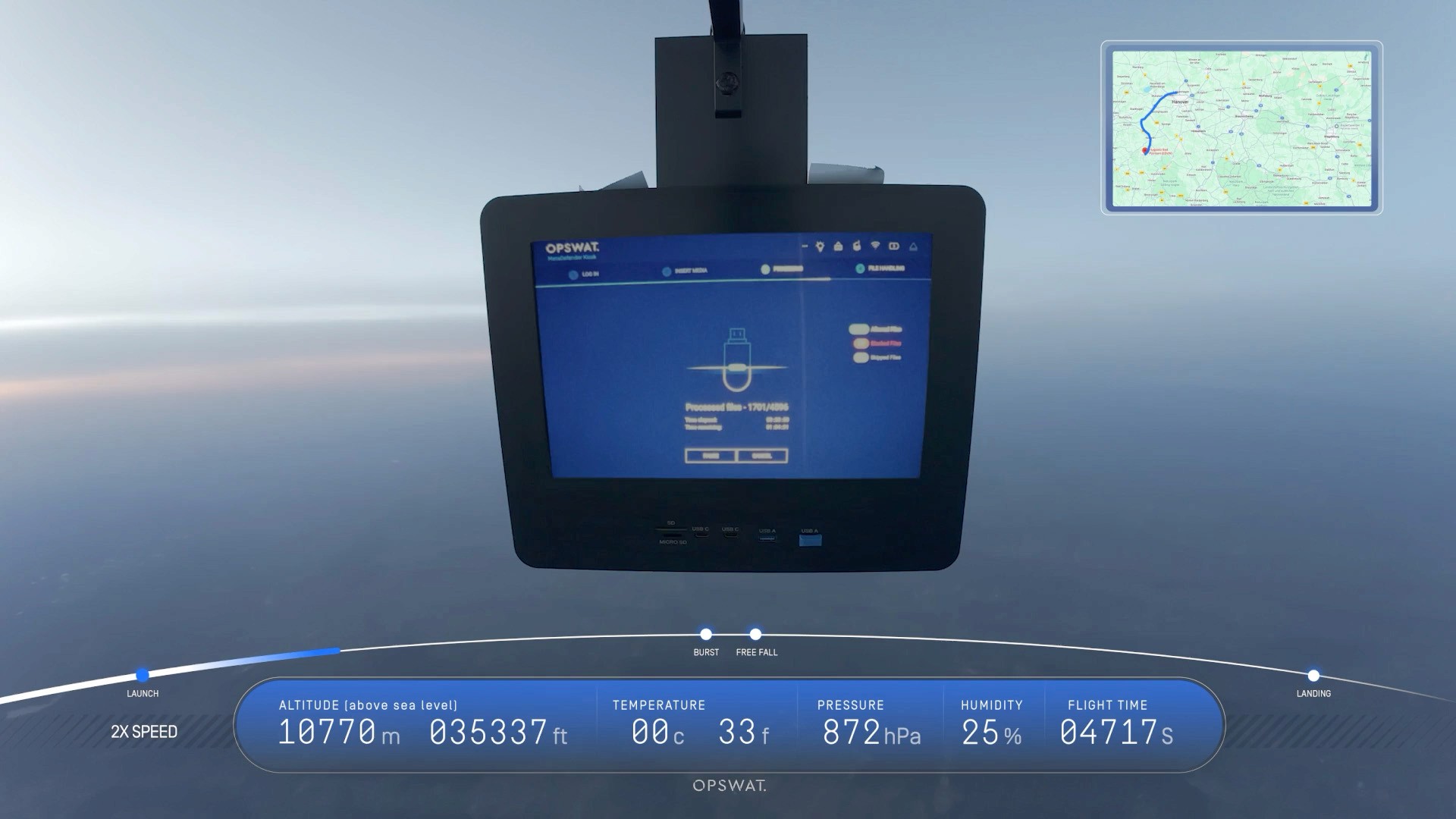MetaDefender Kiosk Mini operating at high altitude, using local compute rather than cloud response