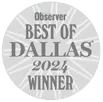 voted best roofer in 2024 by dallas observer readers - arrington roofing company official winner badge