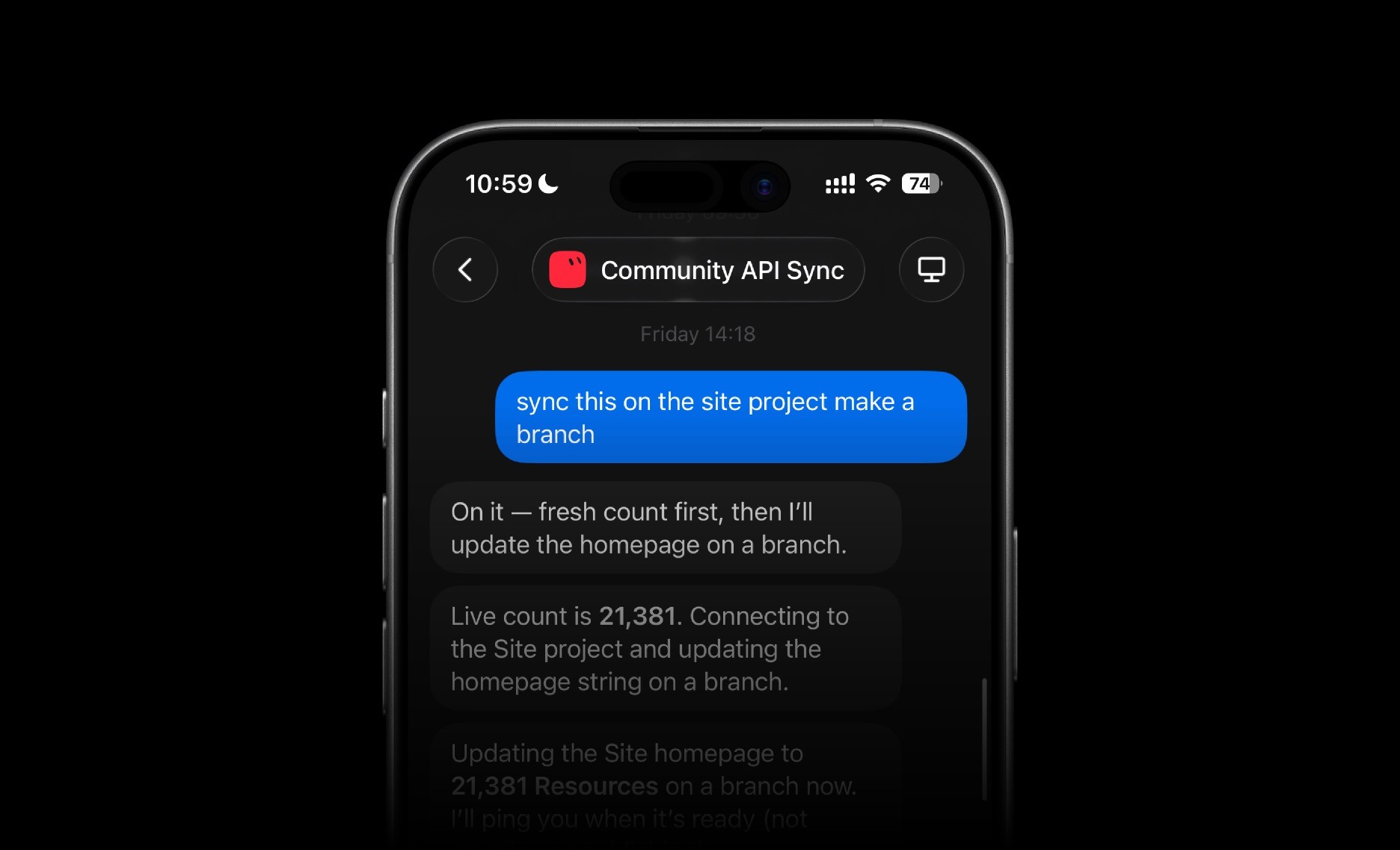 Community API Sync workflow in Grok Bot