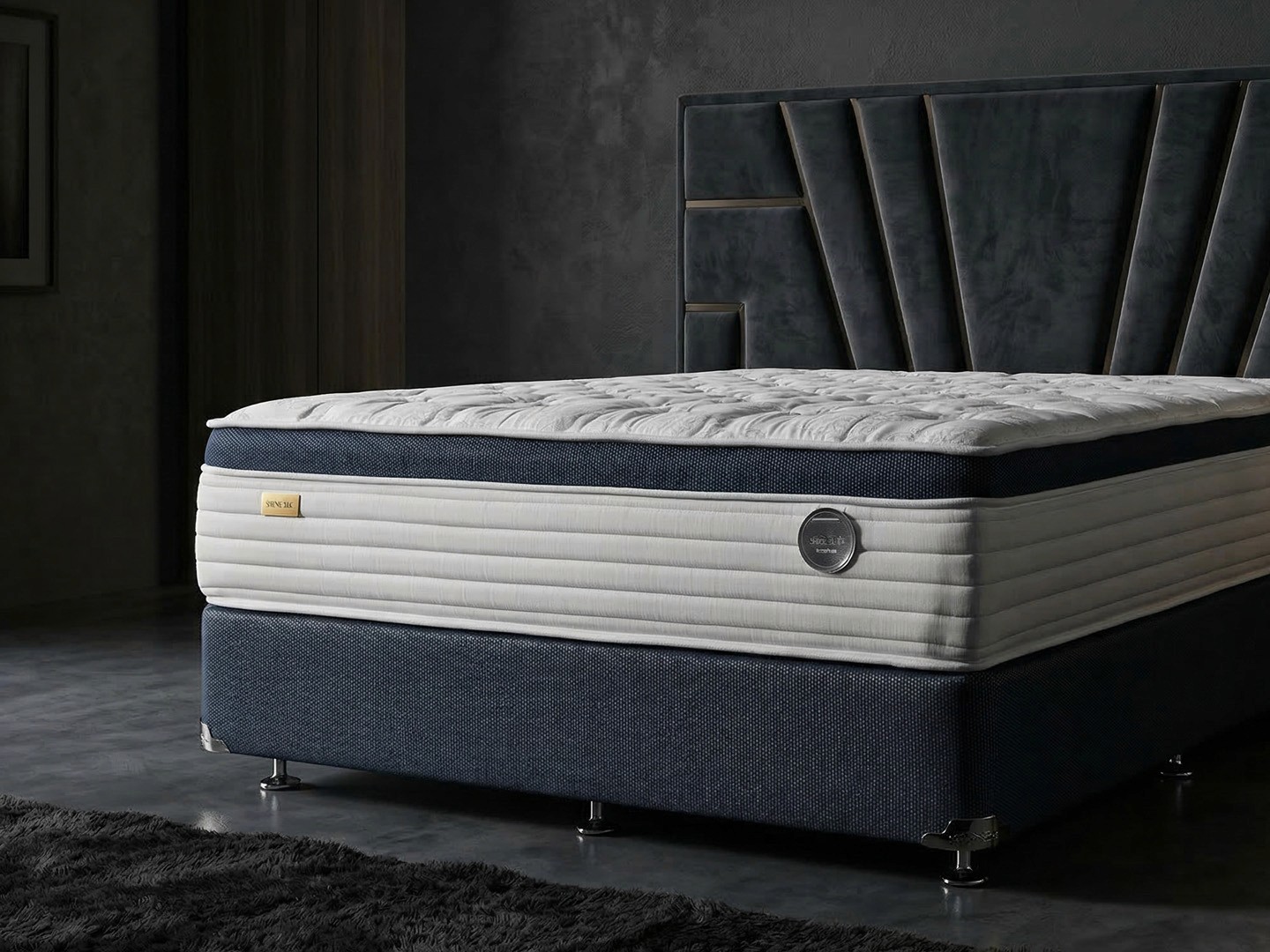 Geometric wooden wall panels with angled shapes and warm highlights.