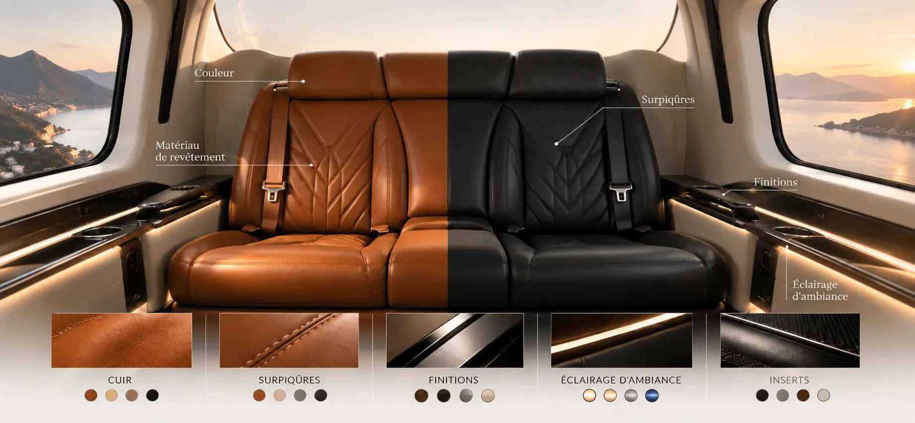 Personnalisation de l’intérieur d’un hélicoptère dans un configurateur sur mesure