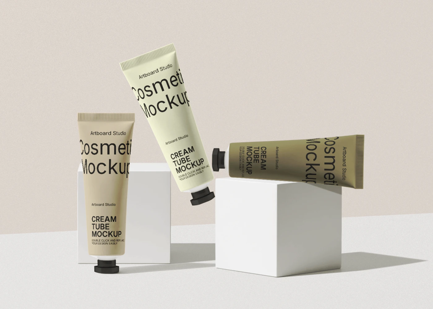 Cosmetic mockup with cream tubes