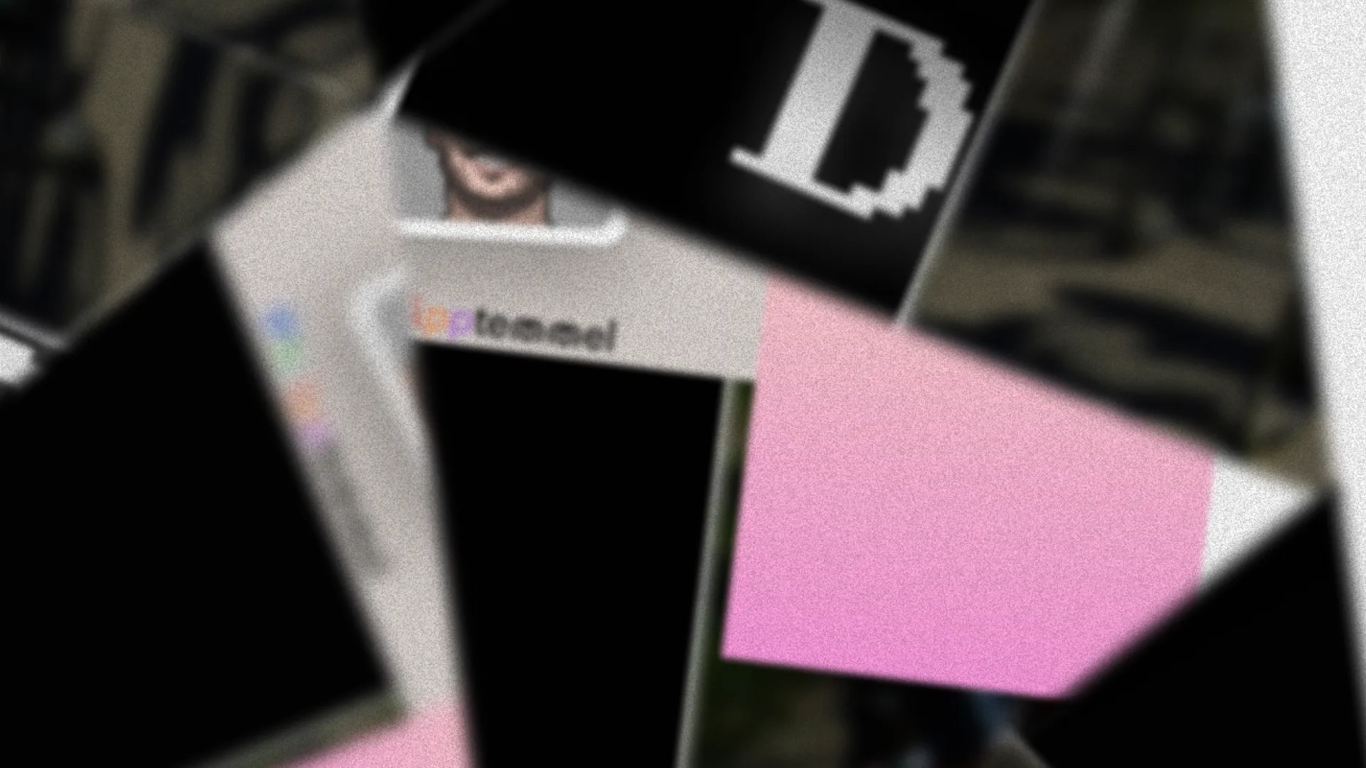 An abstract, noisy, and blurred graphic showcasing bits of the ShareBridgely interface