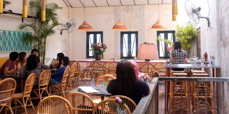 Customers dining in Merchant's Lane Café