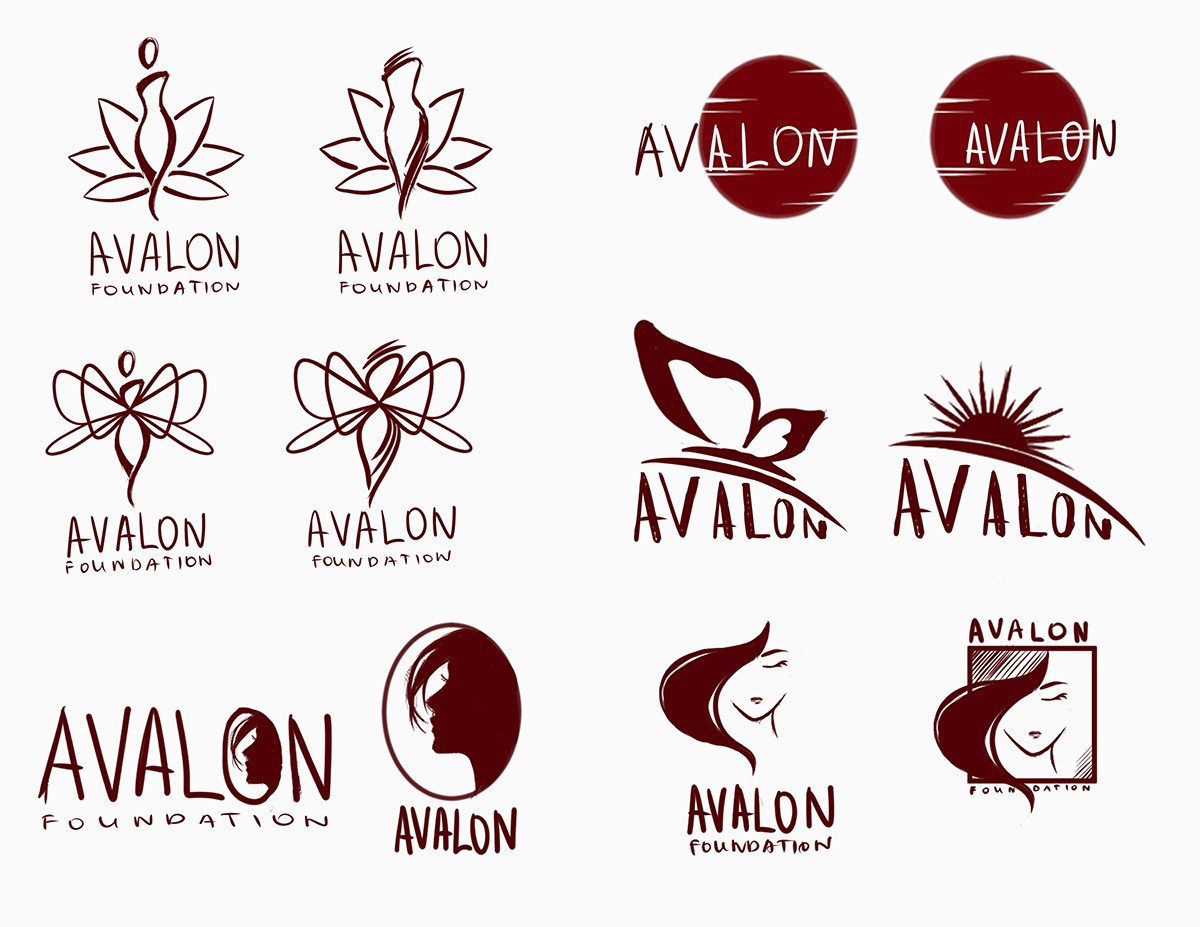 Sketches of Avalon logo concepts
