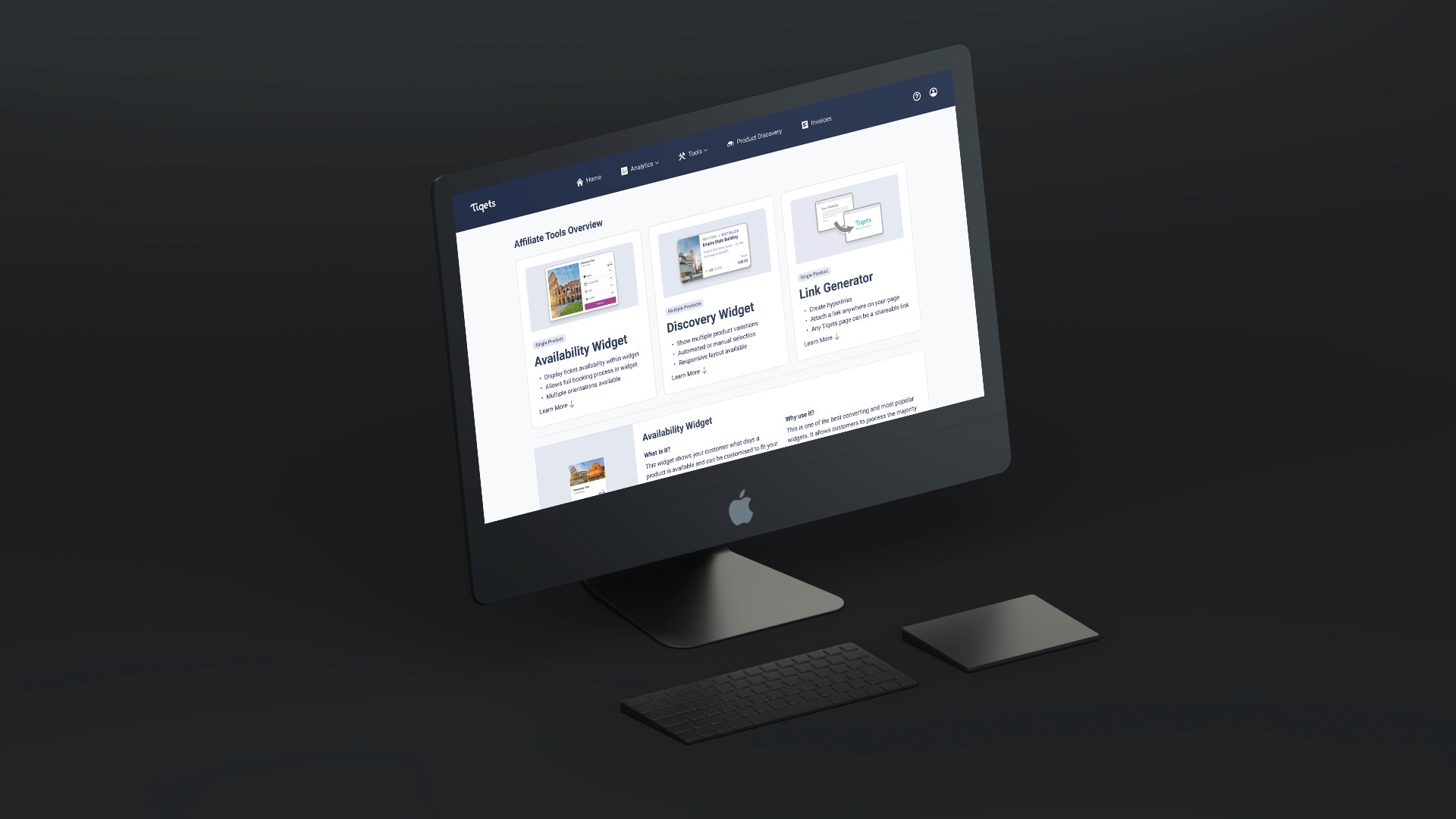 affiliate portal on computer screen