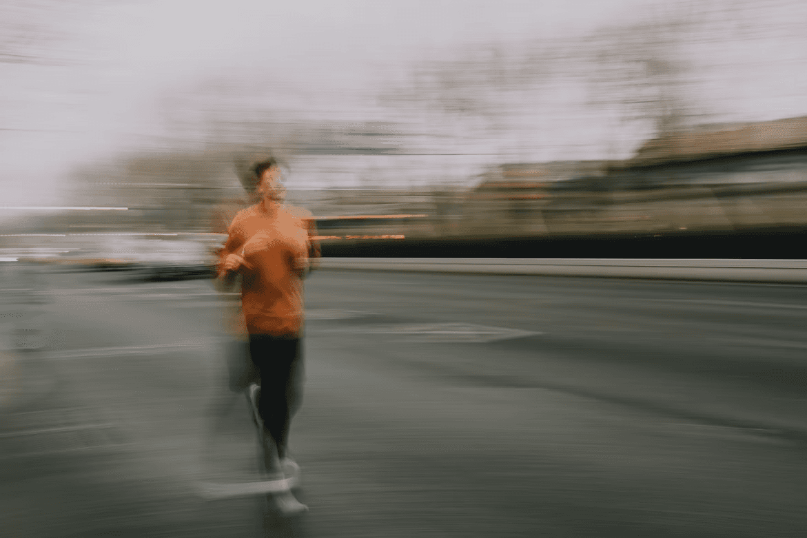 A man running on road