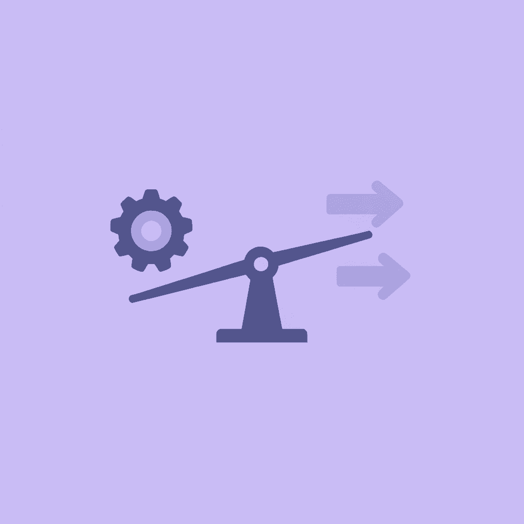 Balance scale showing control on one side and flexibility on the other