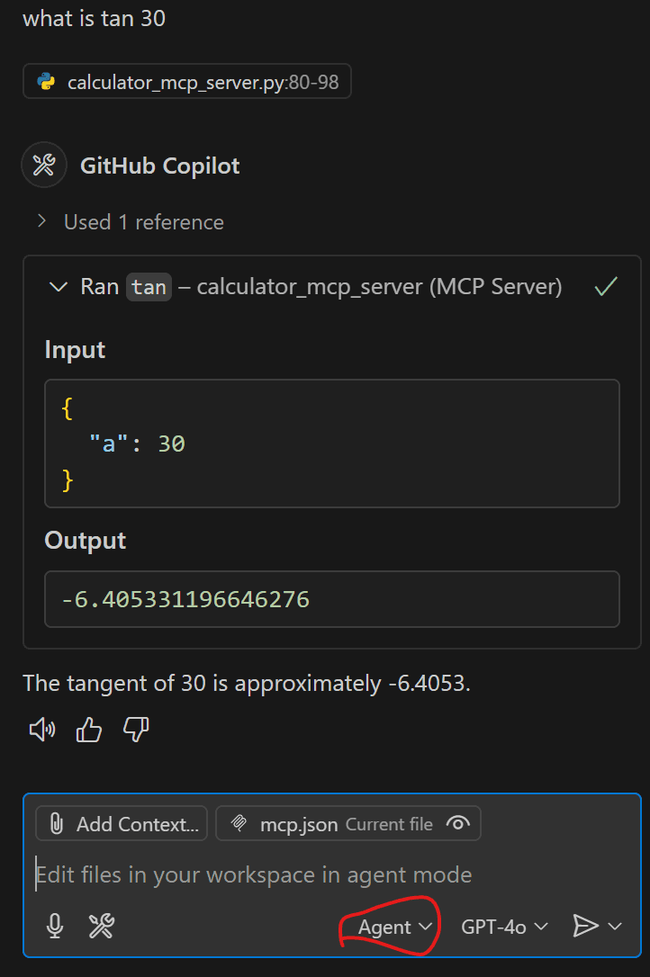 mcp server with agent mode in action