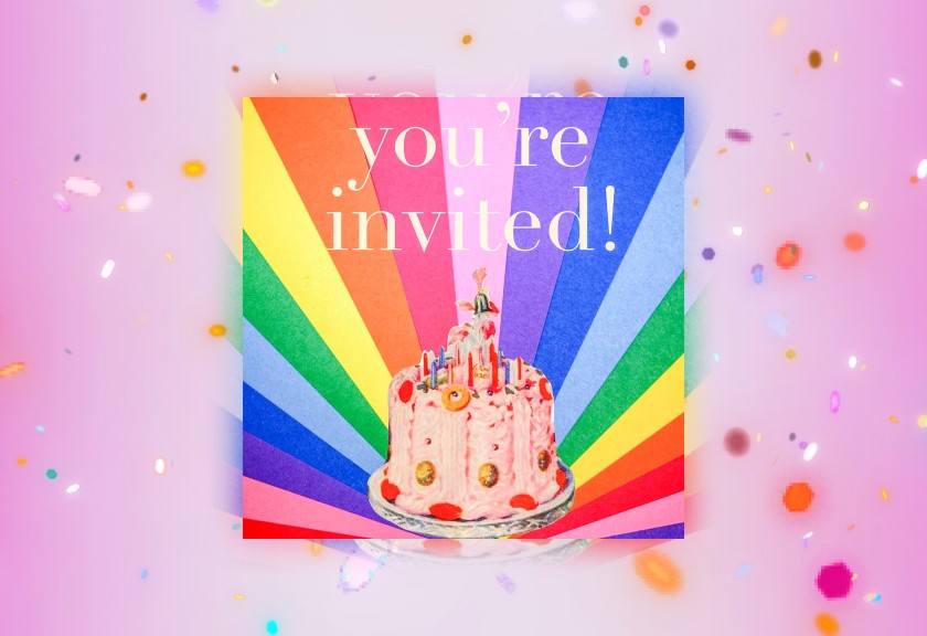 Playful, glowing digital baby shower invitation with a mint-green heart cameo design and neon accents.