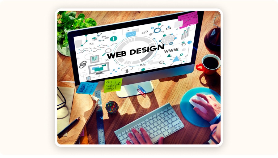 Web design interface on laptop