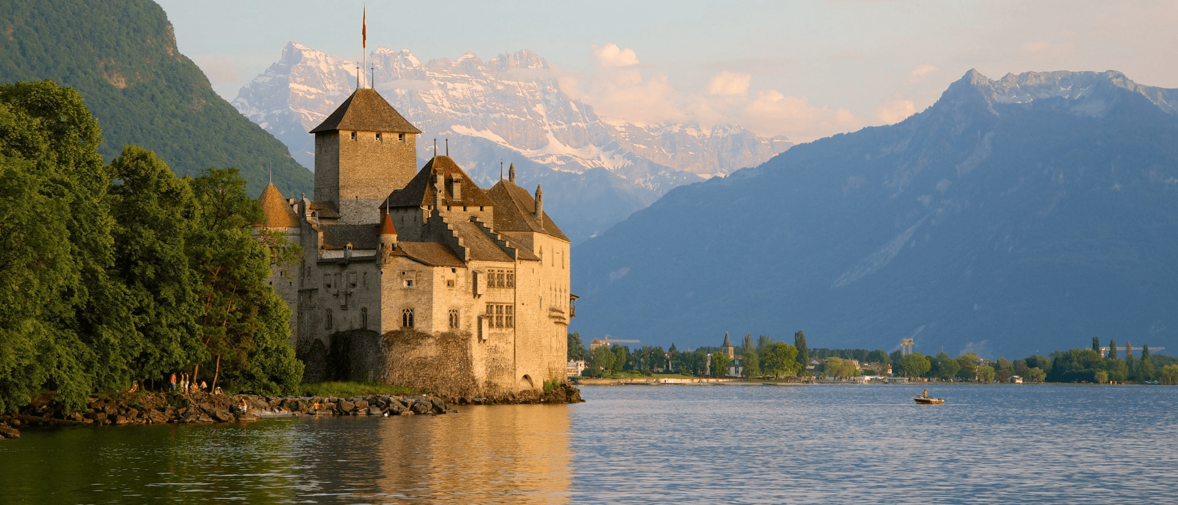 Chillon Castle, Medieval castle in Veytaux, Switzerland