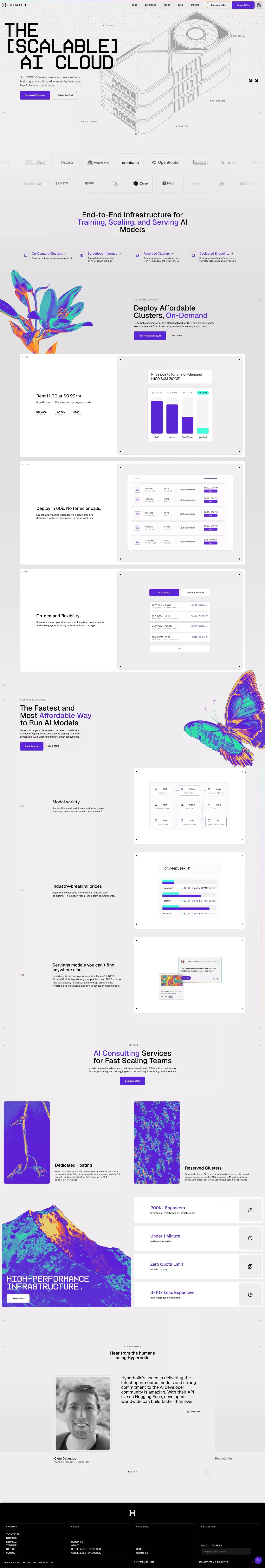 Hyperbolic – The Open-Access AI Cloud landing page screenshot showcasing AI and Tech design