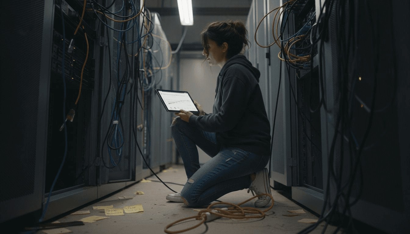 Analyste informatique en train d’examiner l’architecture d’un site web