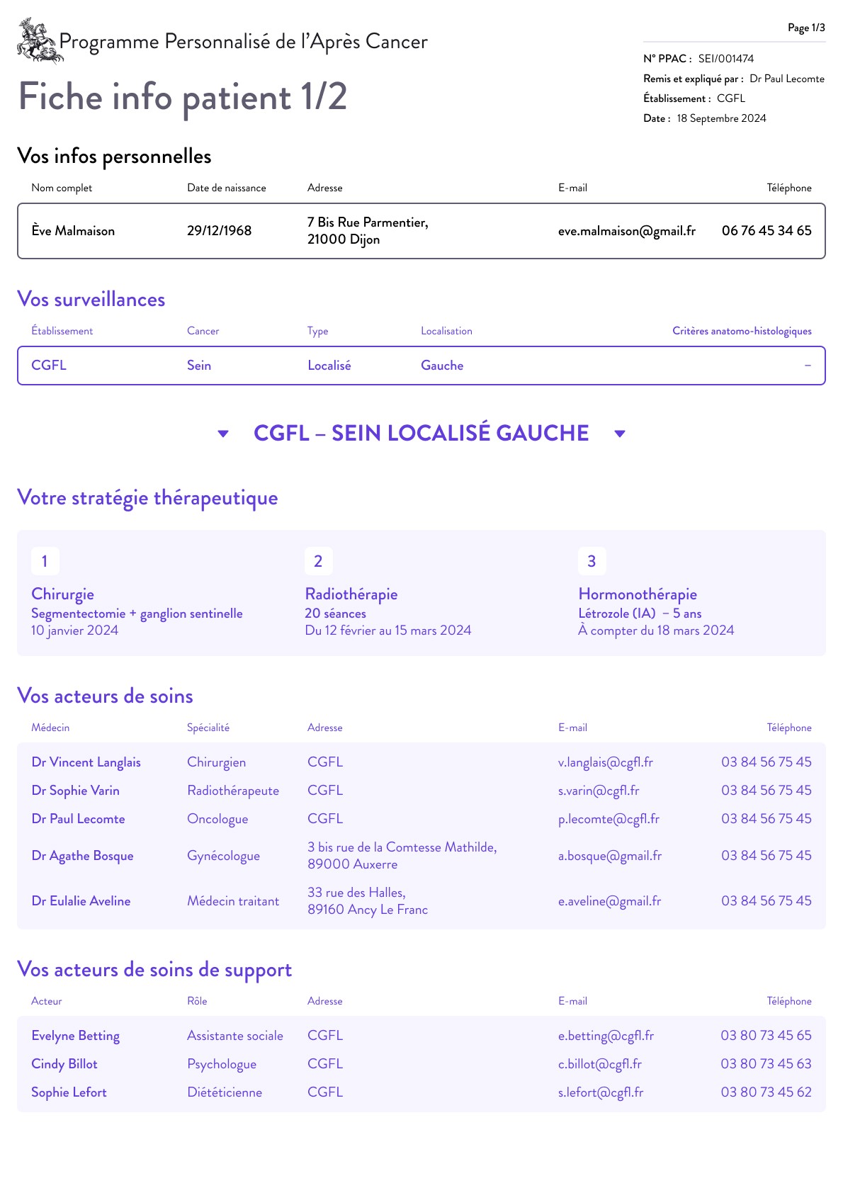 Fiche info patient 1/2.