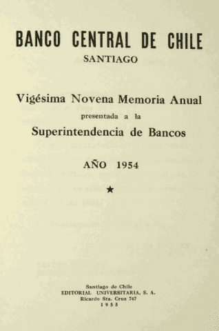Banco Central de Chile. Memoria Anual 1954