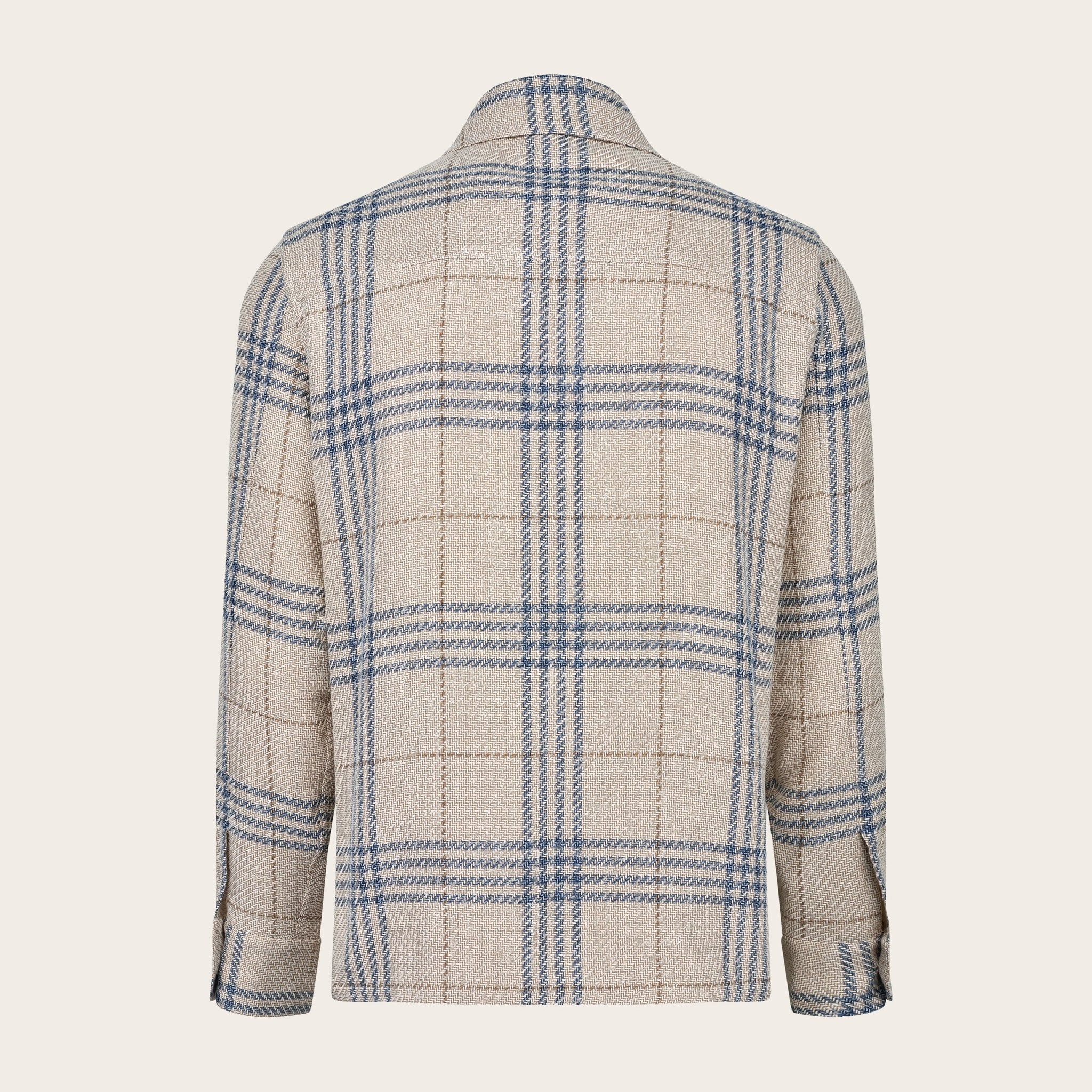 Beige with Blue Check Overshirt - Adda River