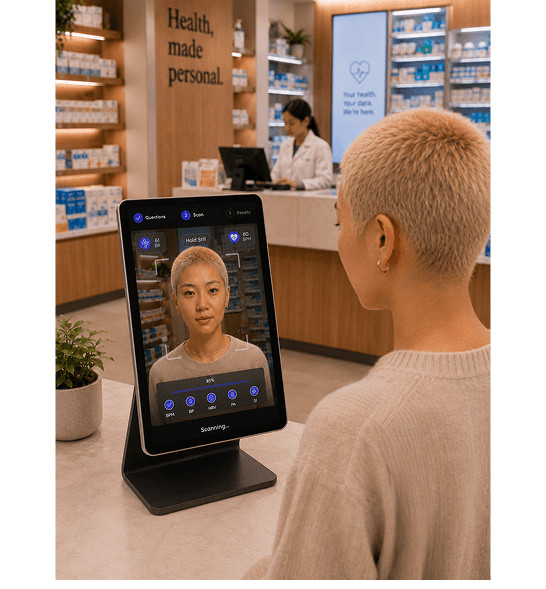 young woman conducting an rPPG scan using Vitals AI