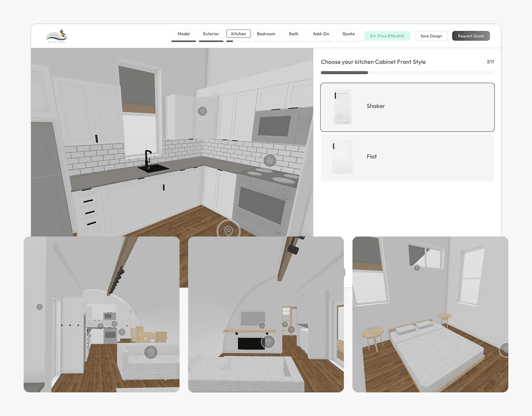 Interactive 3D model experience example from our clients Dwelly Prefab