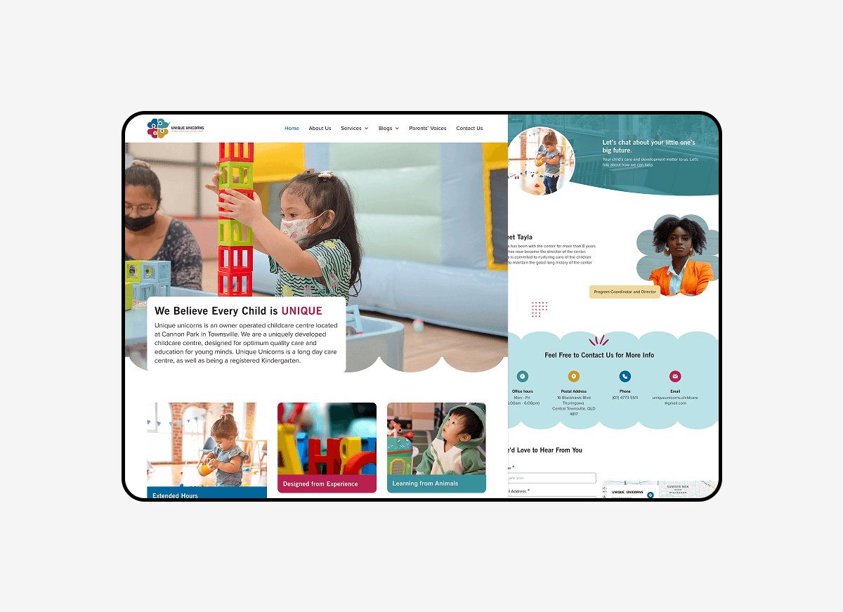 UX-focused visual identity redesign for a childcare website.