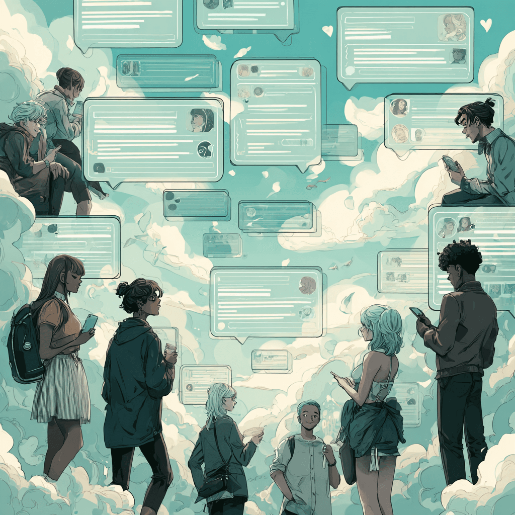 a potrait of bunch of people with their phone on hand