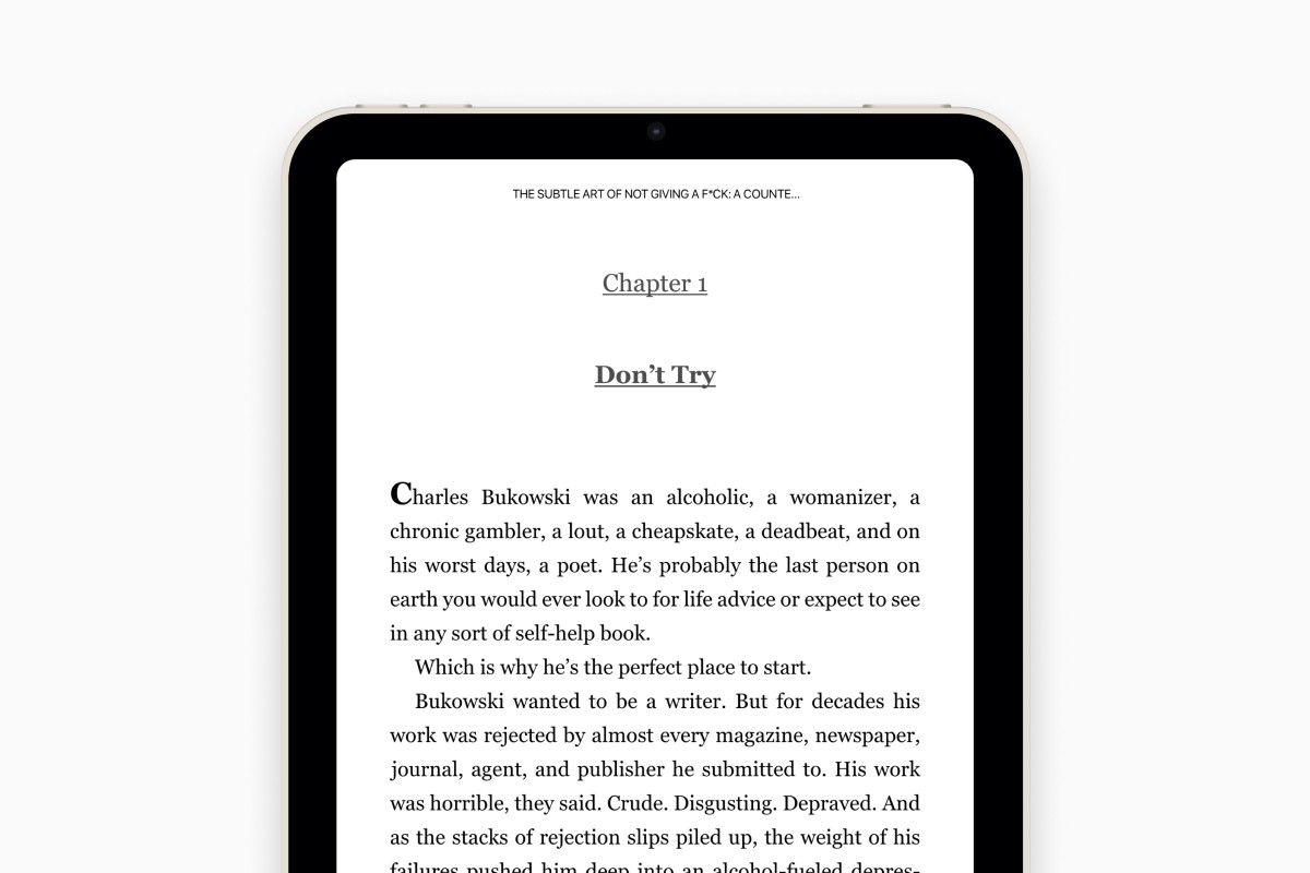 Kindle app on an iPad Mini