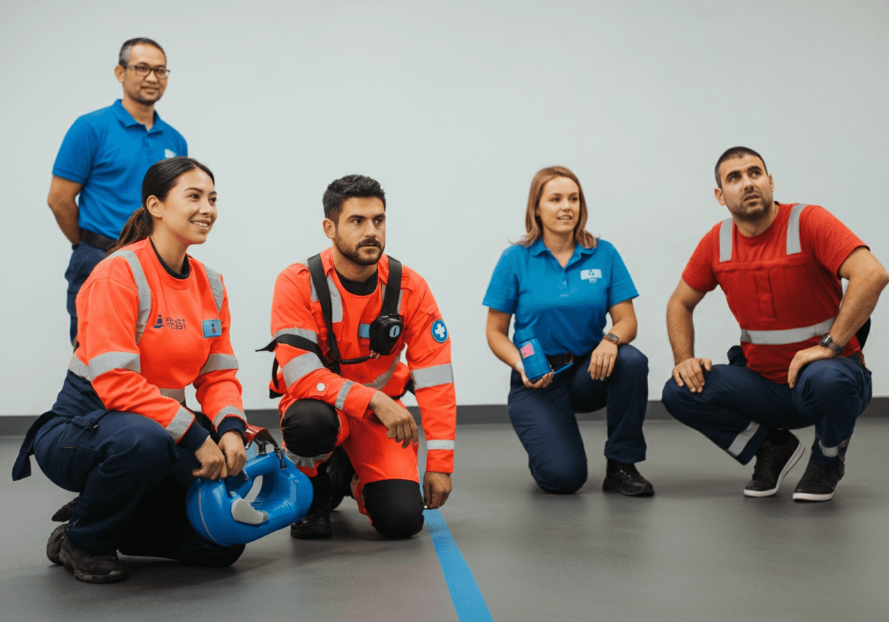 first aid course with blue accent colors