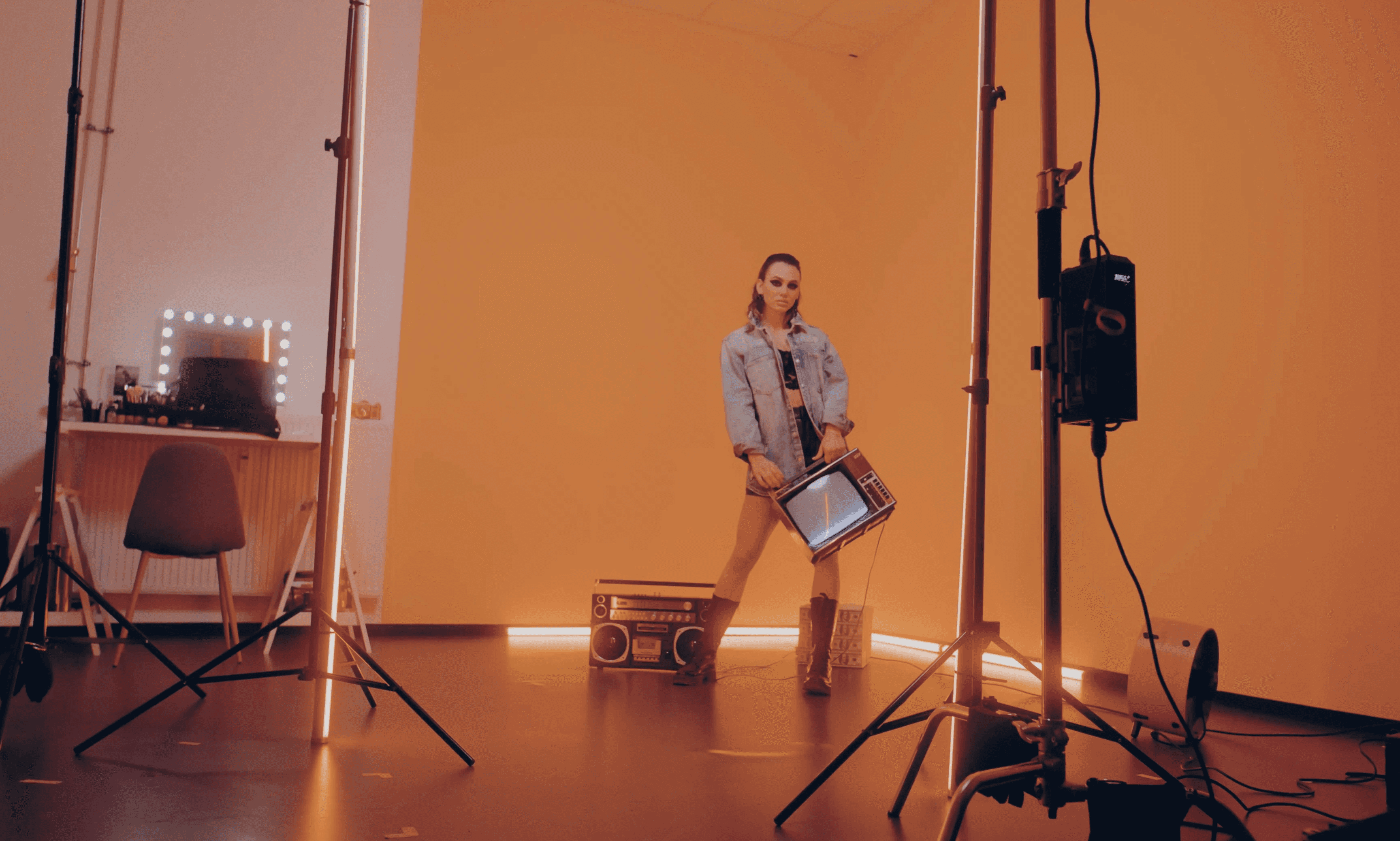 Brand creator in a professional studio setting — building direct audience relationships on Playhuman