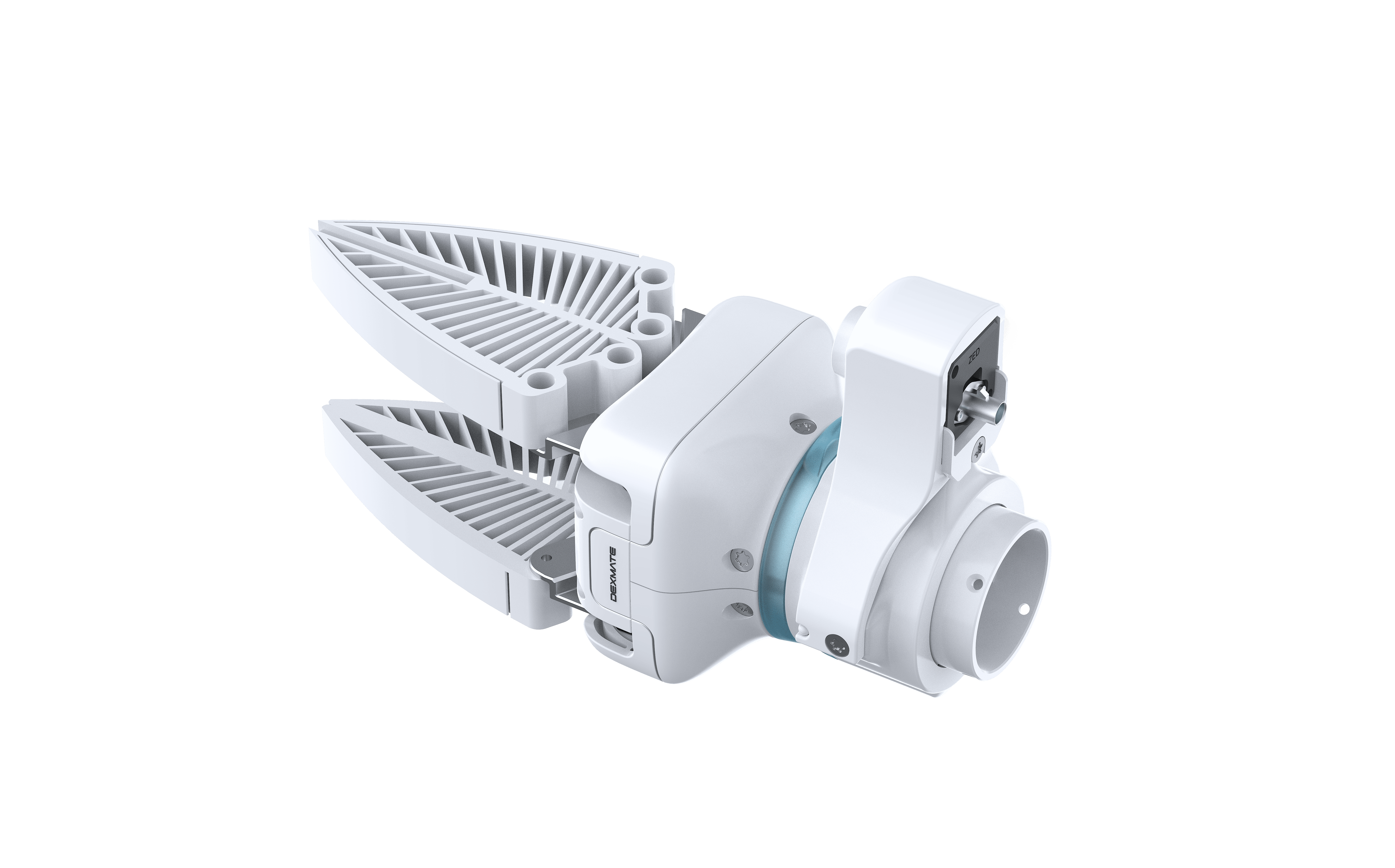 a light blue clock on a blue surface