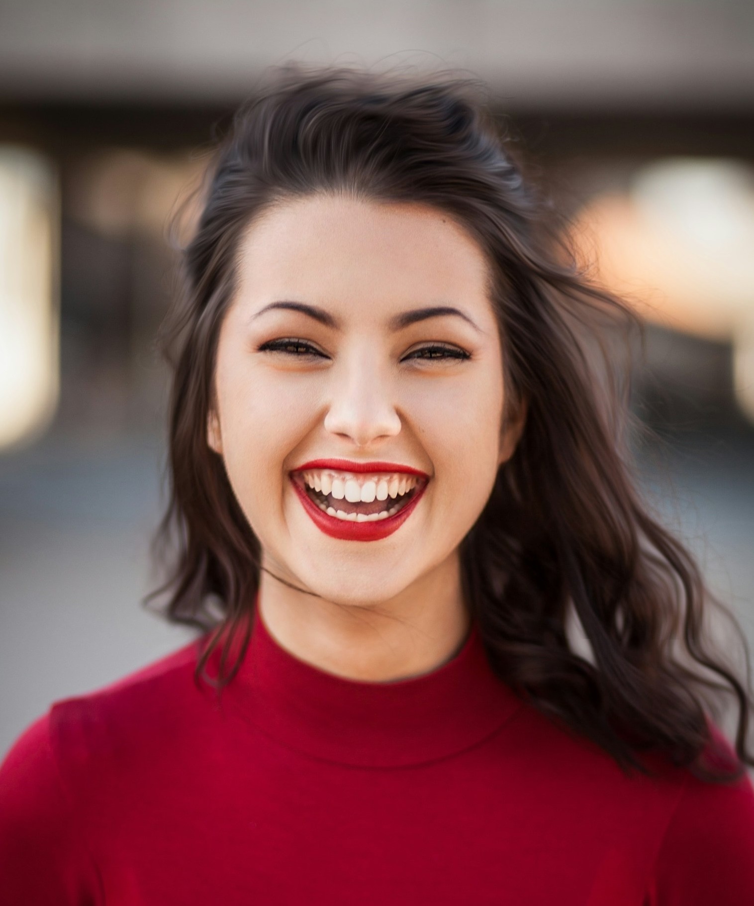 Headshot of laughing white woman