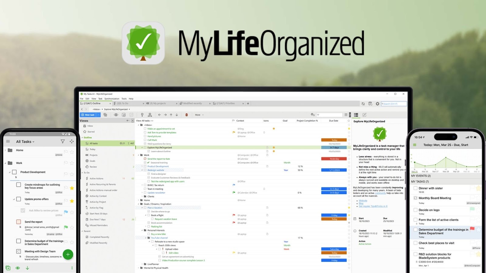 MyLifeOrganized's project planning on desktop and mobile