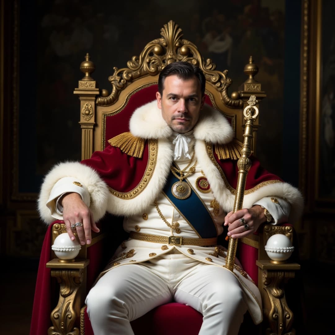 ein könig sitzt auf seinem thron