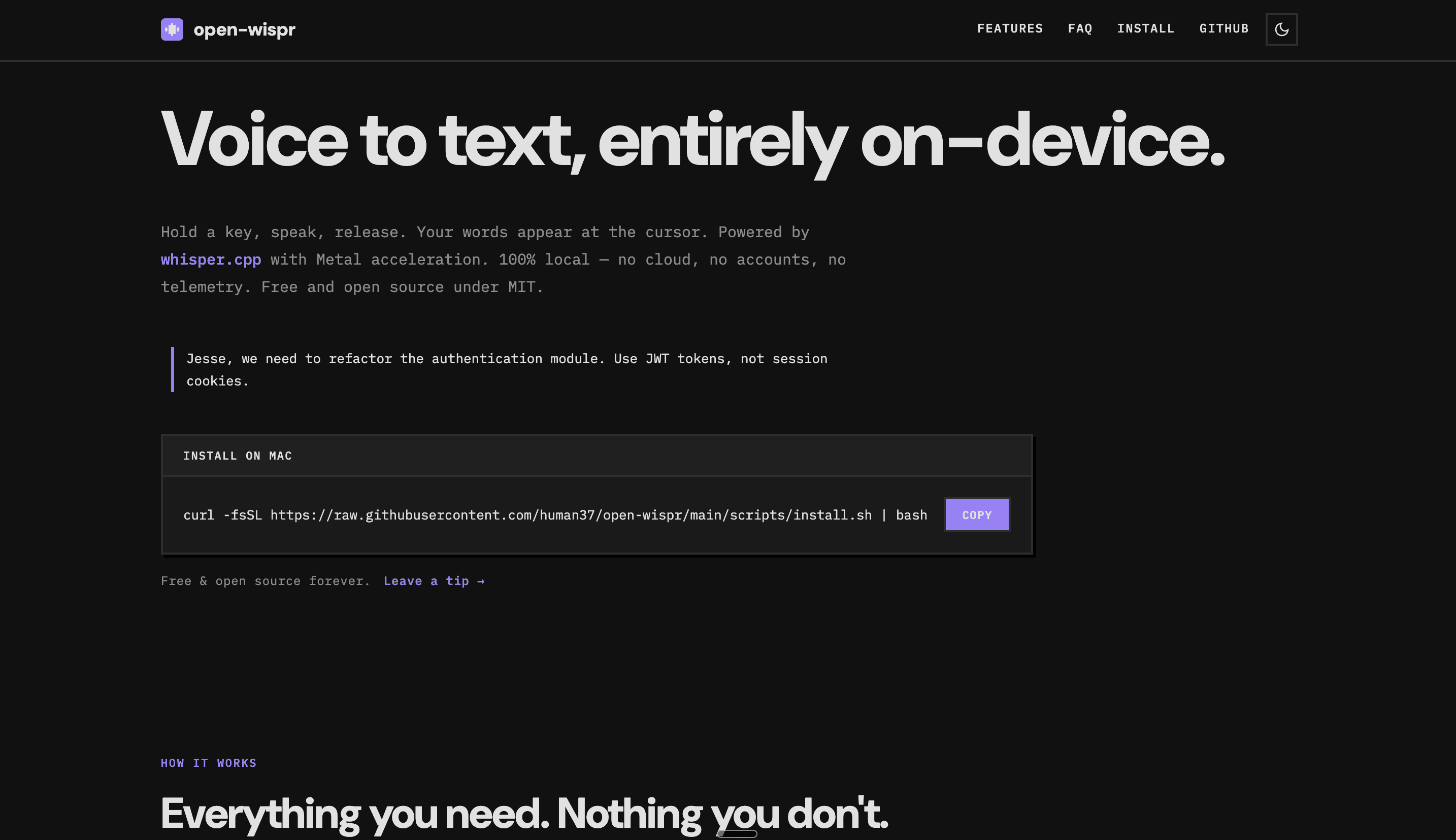 Superwhisper Hero Section