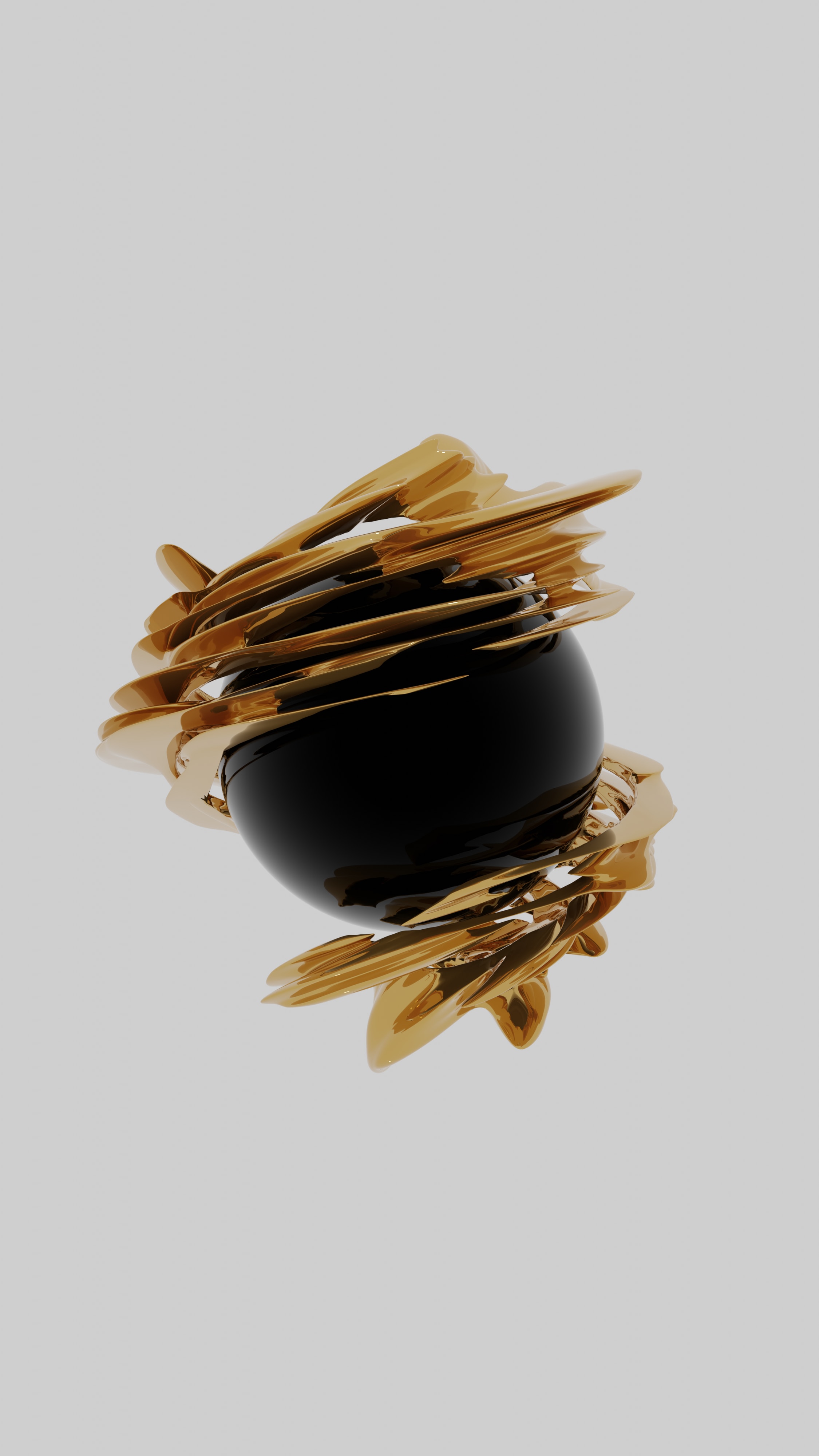 black sphere with golden decoration