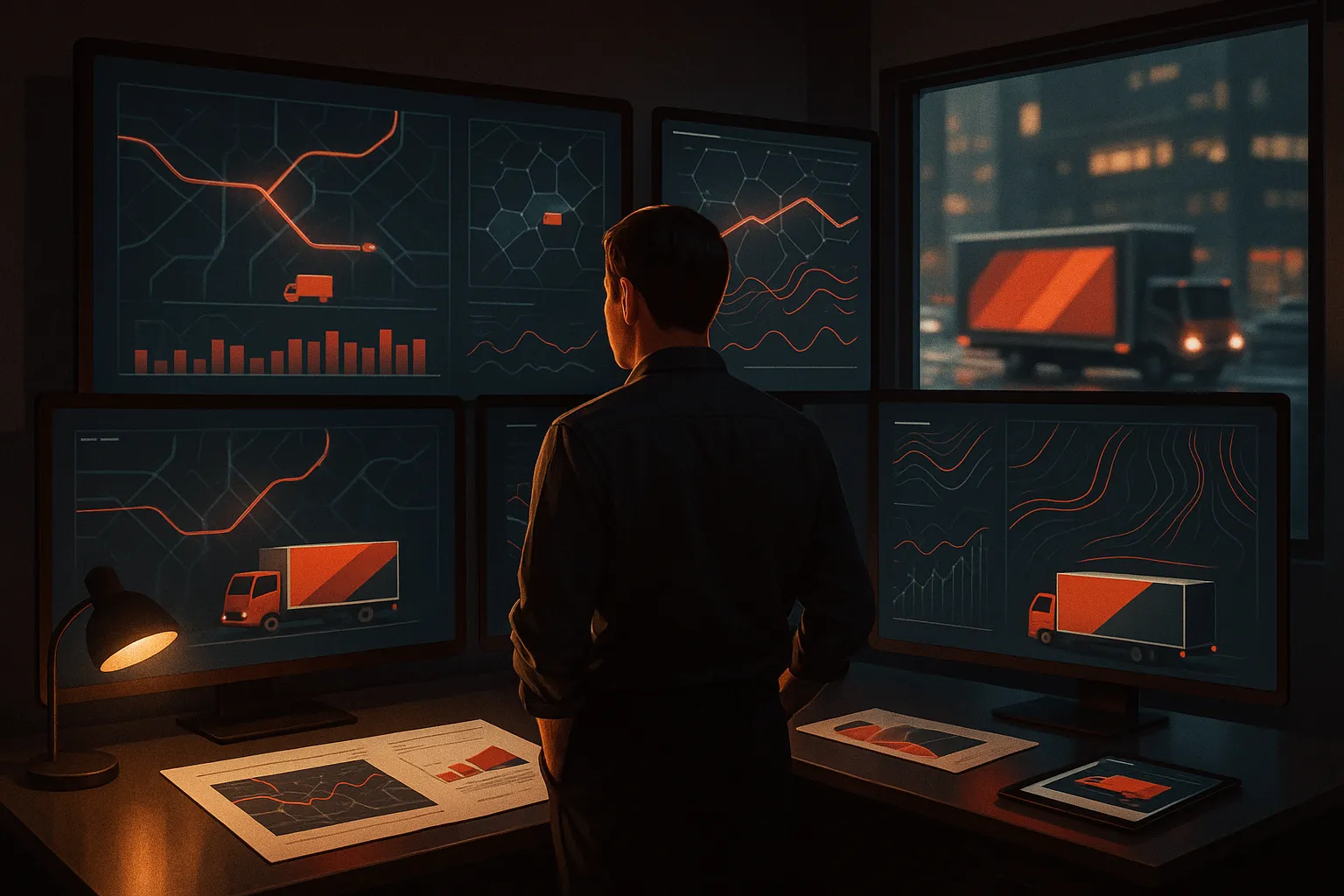 "RockN' Socials analyst monitors data on screens; Digital Marketing focus."