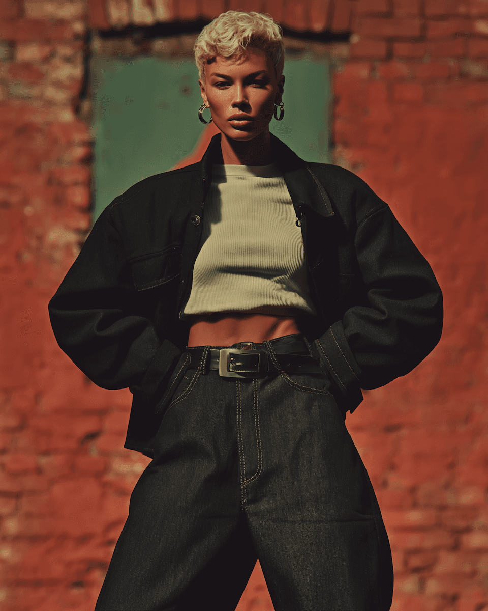 A woman model looking at the camera