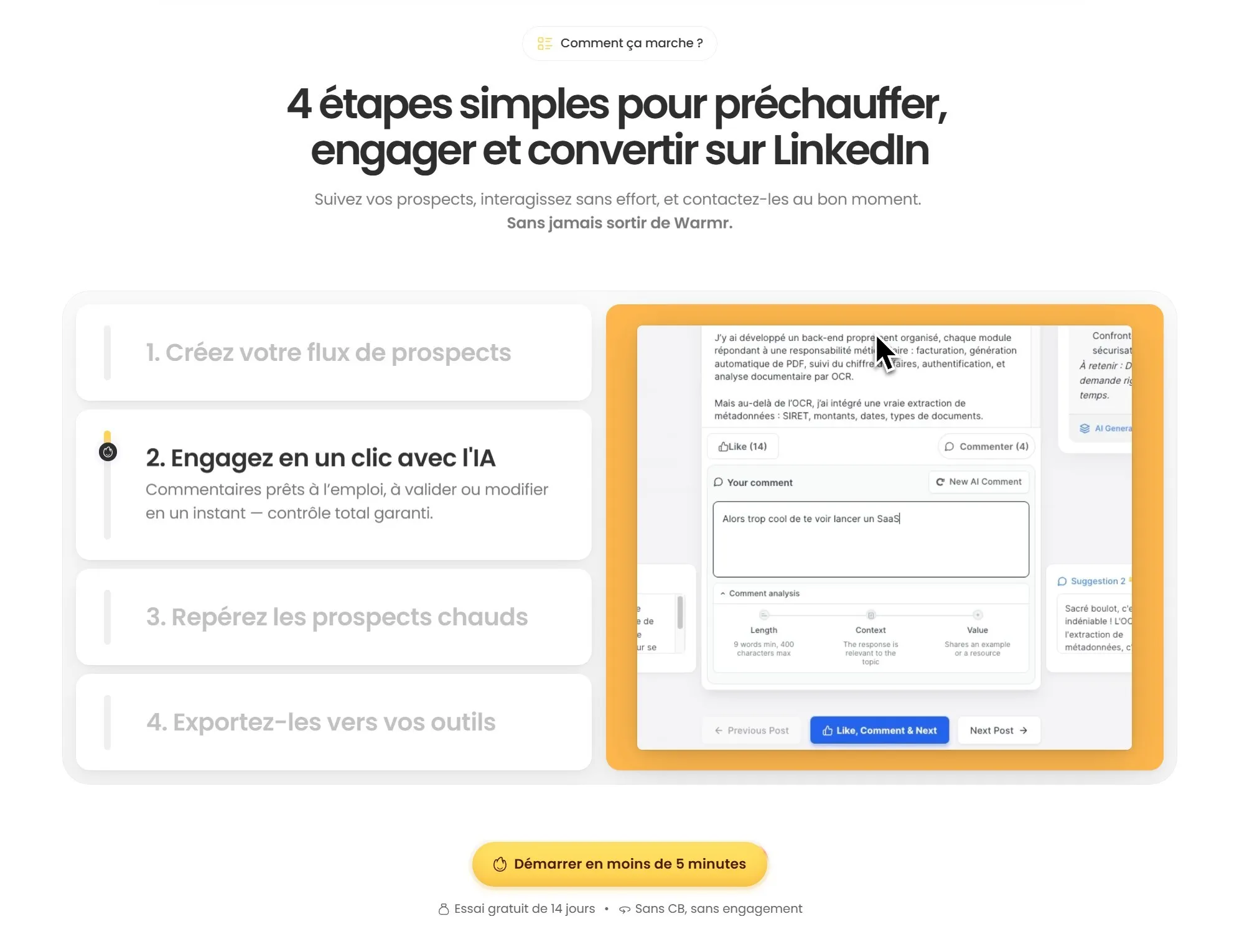 section process landing page warmr