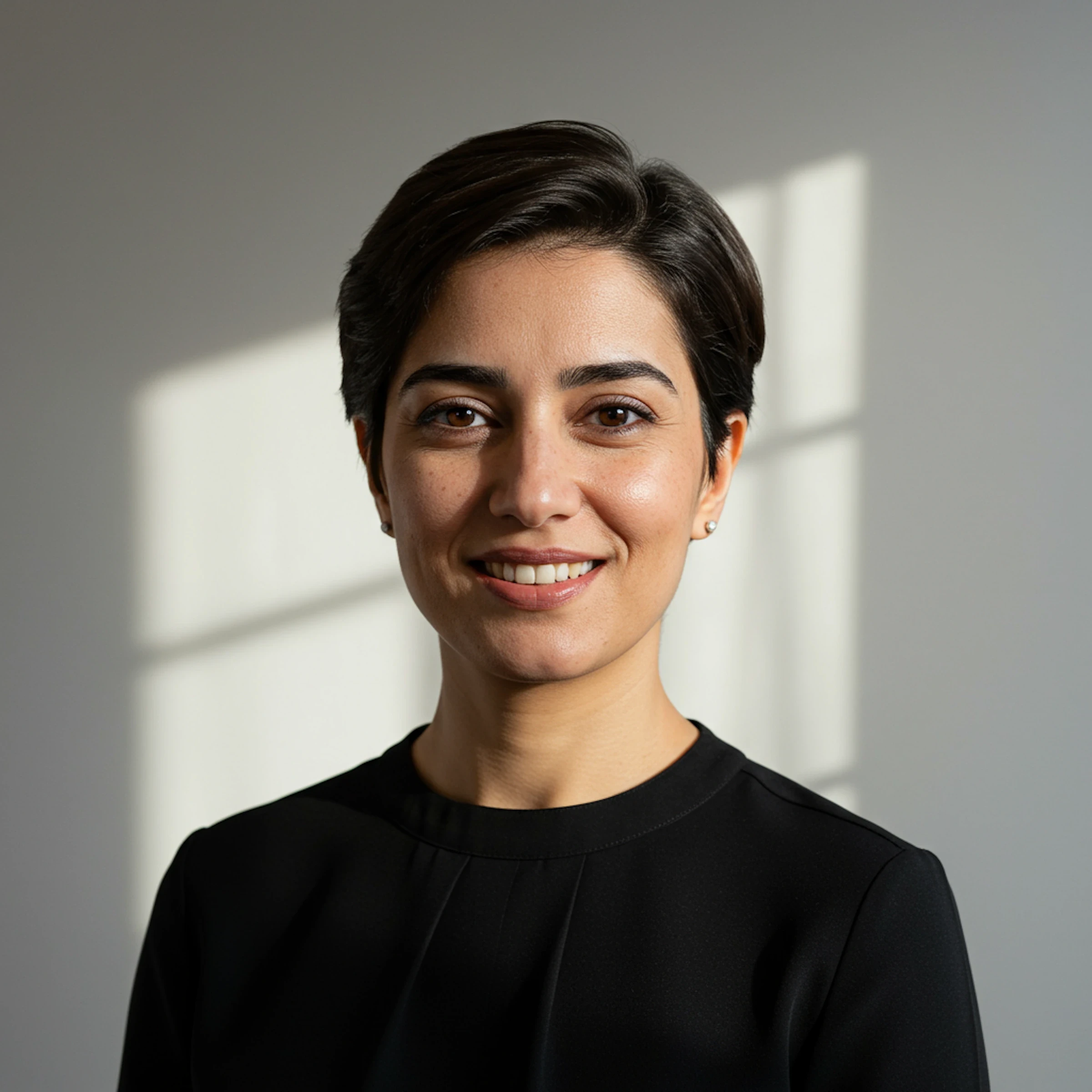 Female team member smiling