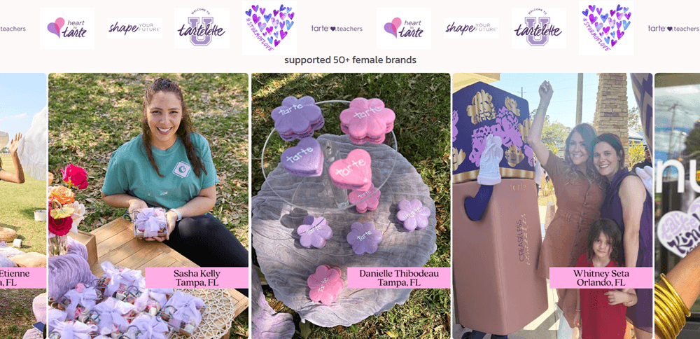 tarte social proof on website