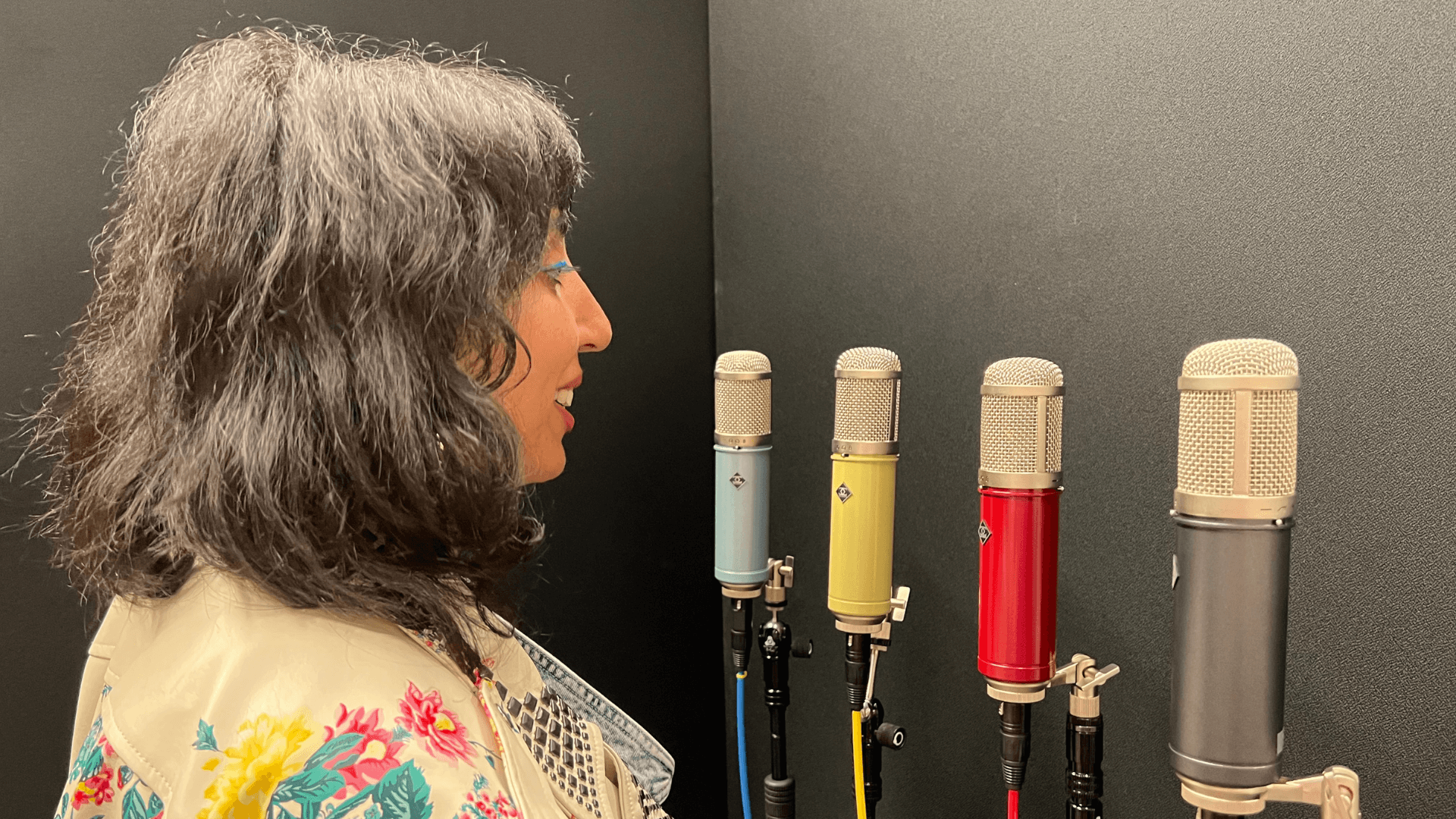Women Vocalist singing into ADK T-FET Microphones