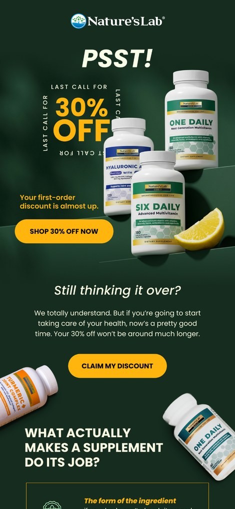 Nature's Lab 30% off email