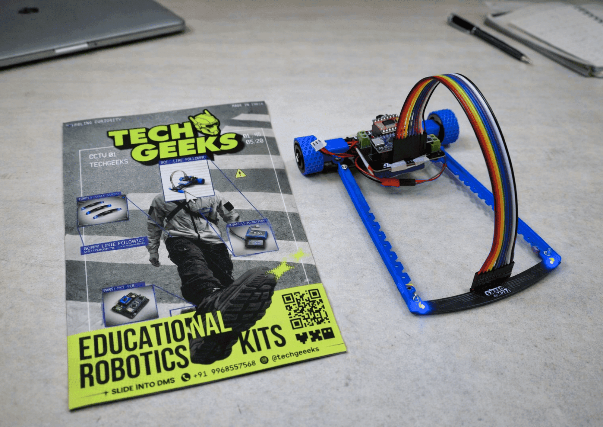 MARK 2 LINE FOLLOWING ROBOT WITH DESIGN POSTERS AND MAGAZINE