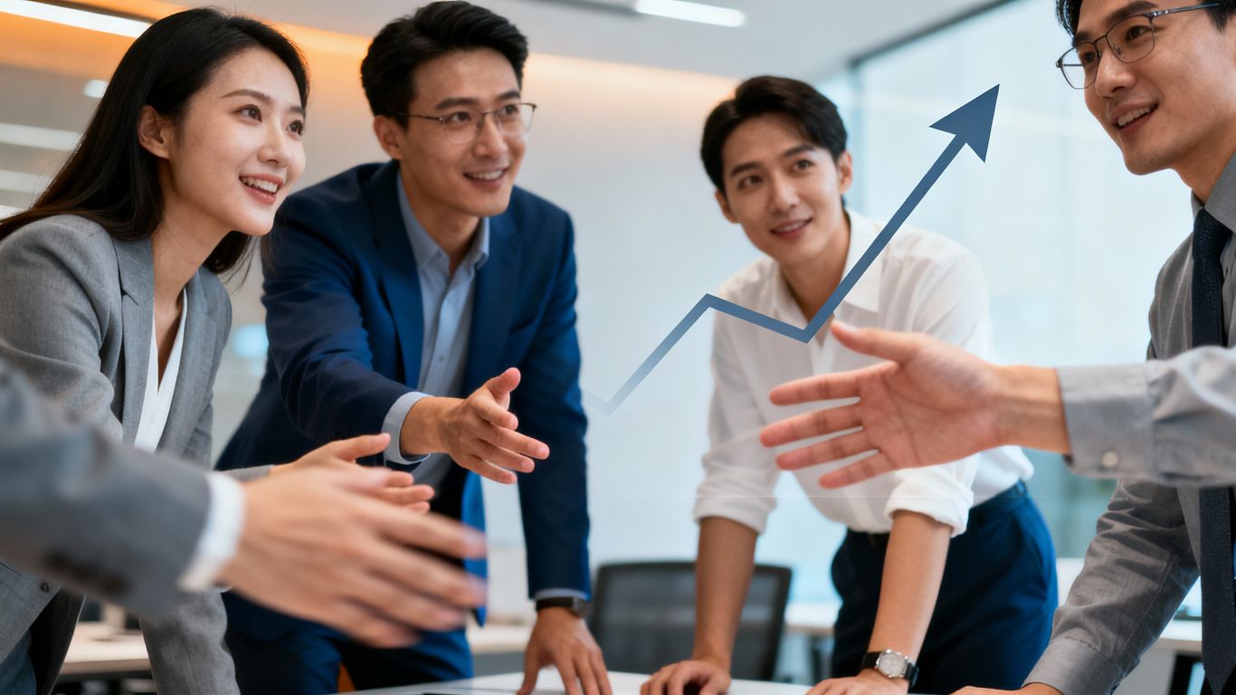 B2B sales professionals collaborating and connecting effectively.