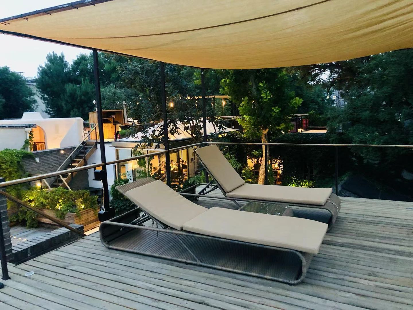 Yang room terrace above the hutong rooftops