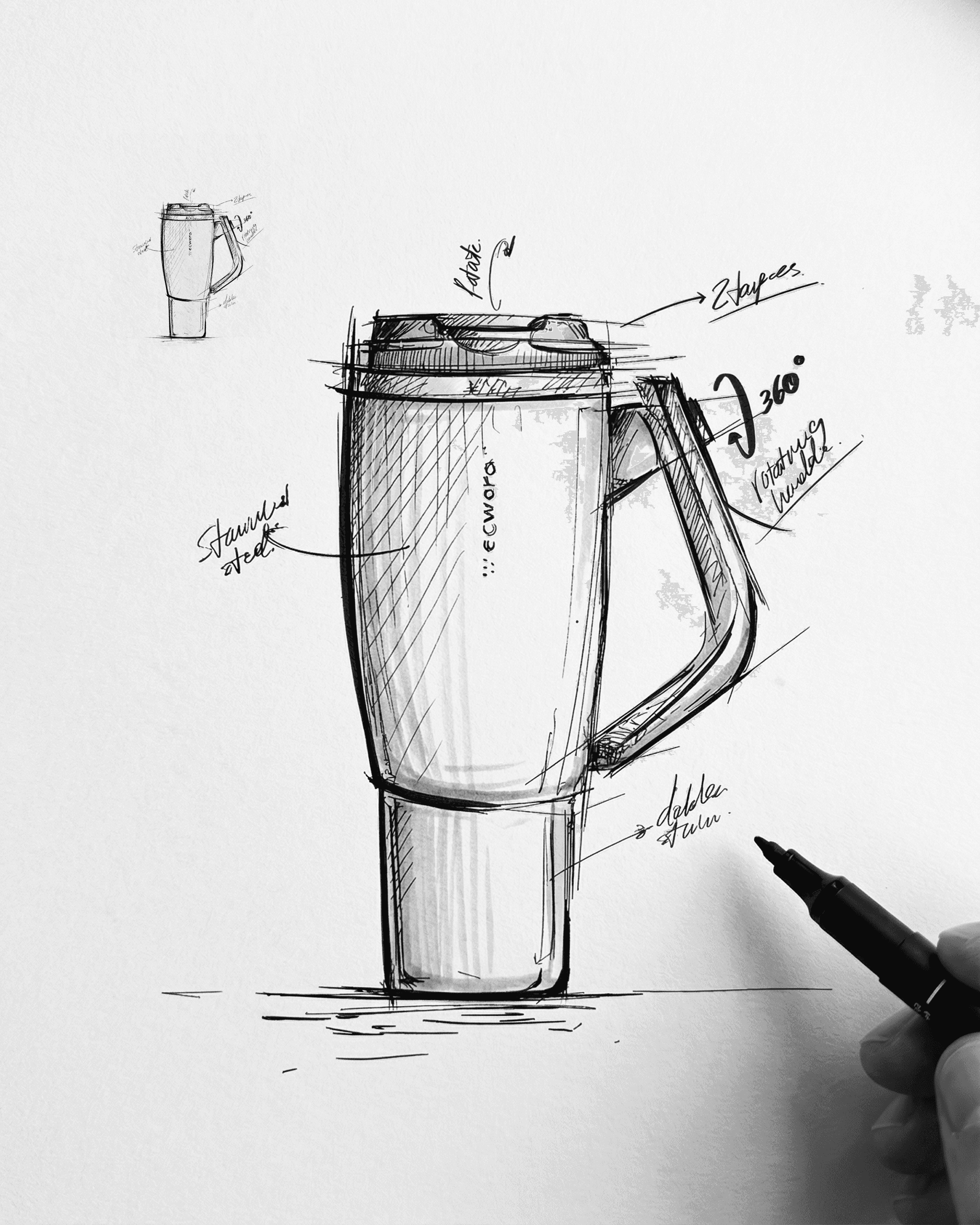 Woman wears a blue coat in a blue environment.