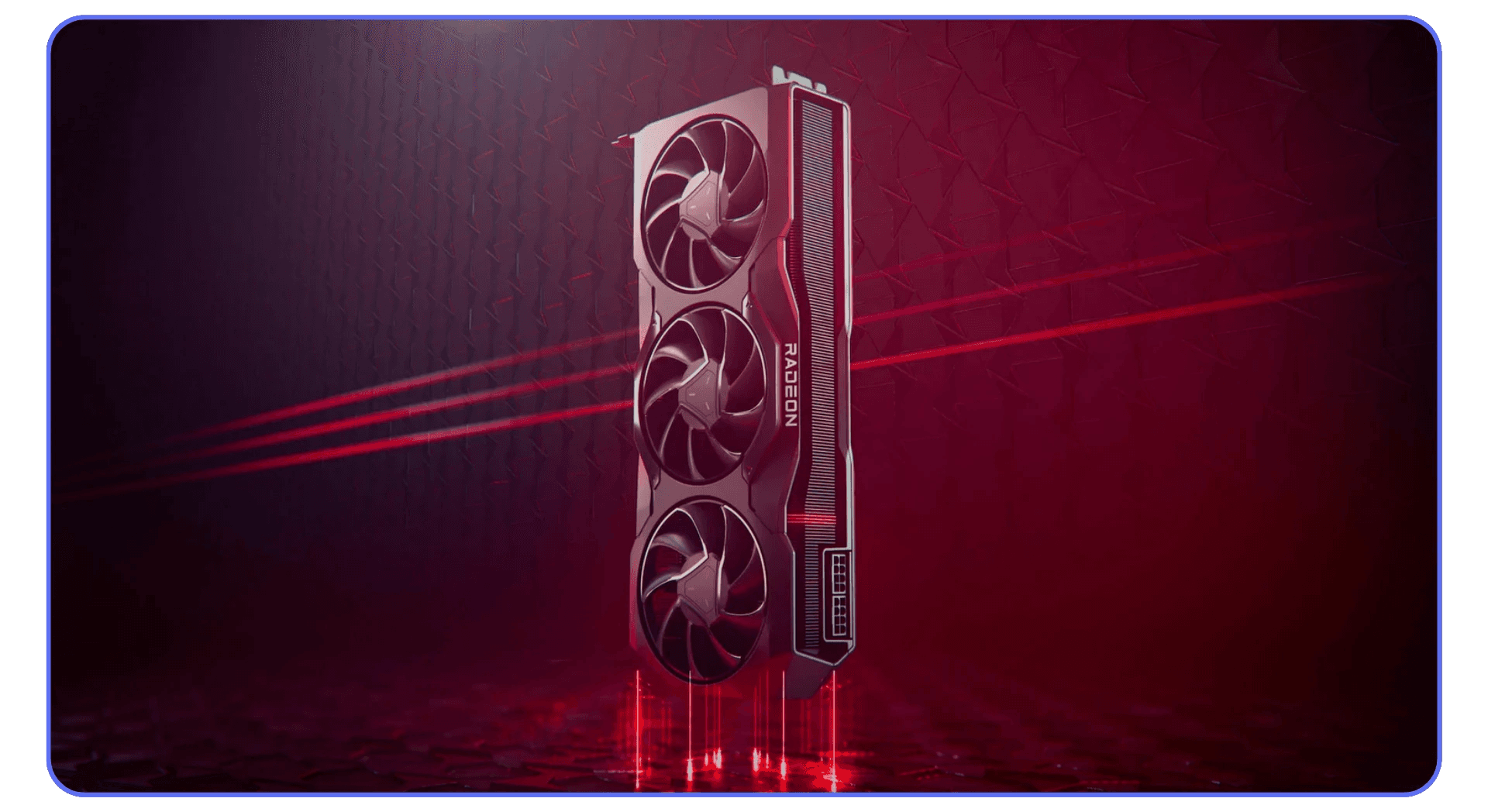 AMD Radeon RX 7900 XTX GPU with RGB lighting inside a PC case