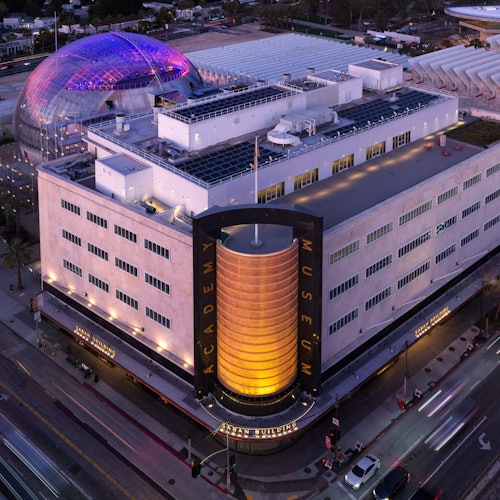 Façade of Museum by night.