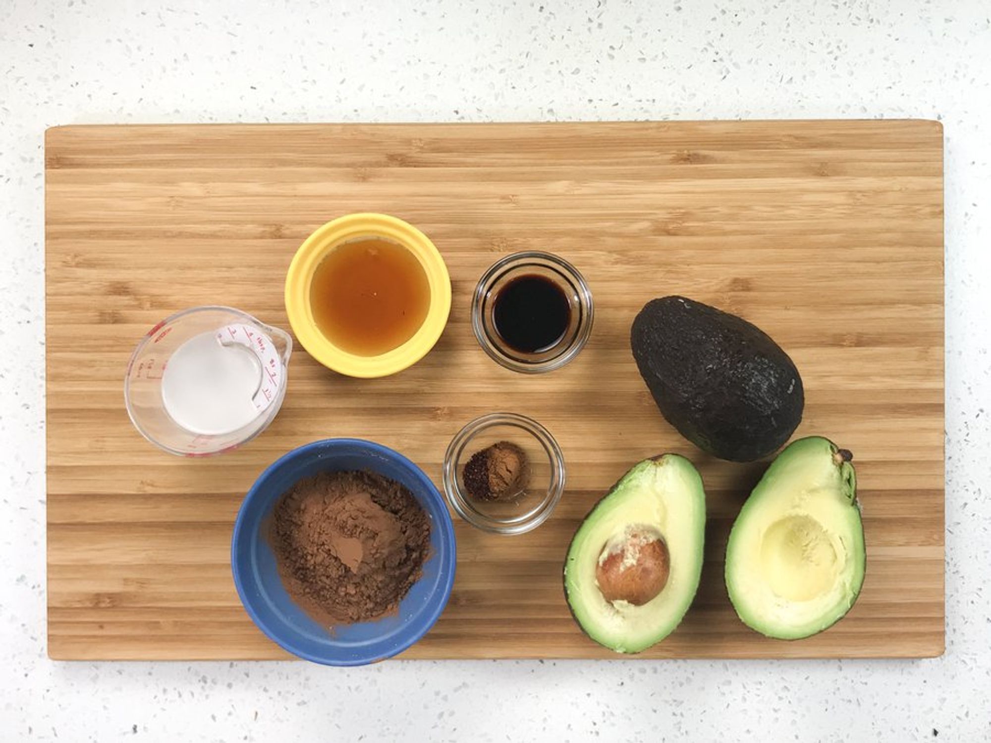 ingredients for avocado chocolate mousse